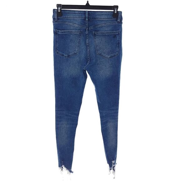 DL1961 Women's 25 Blue Distressed Raw Hem High Rise Skinny Laramie Farrow Jeans - Picture 5 of 9